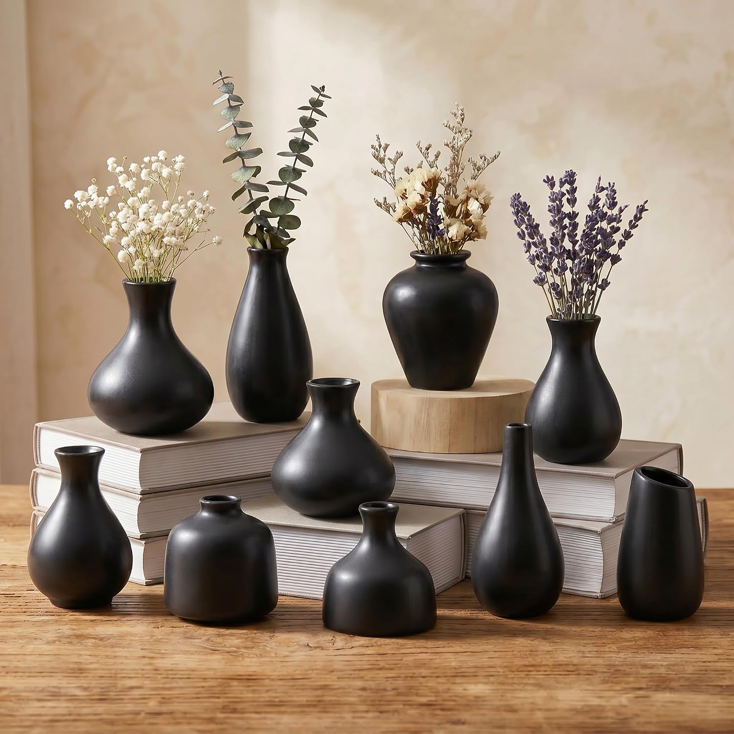 Black Ceramic Bud Vases
