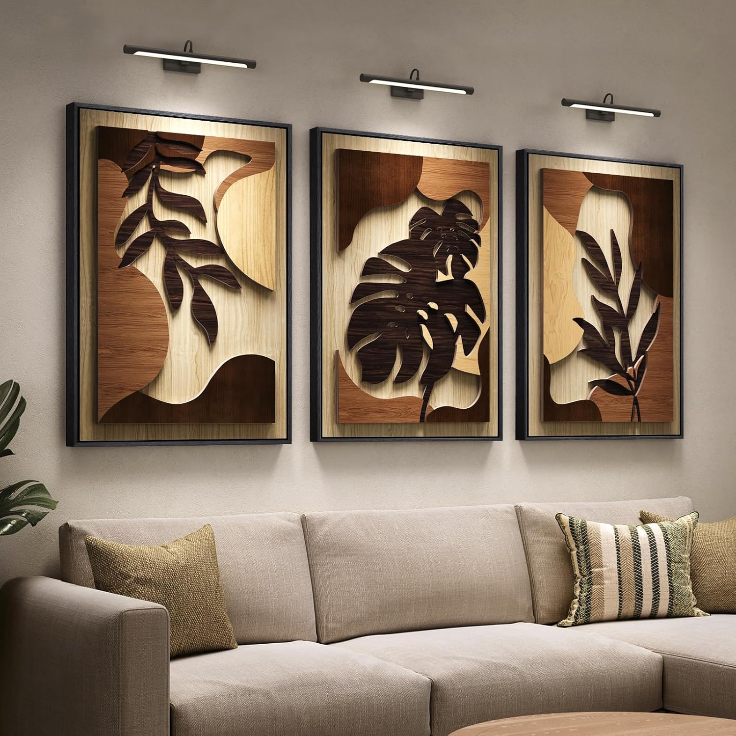 Textured 3D Wood Wall Art (Set of 3)